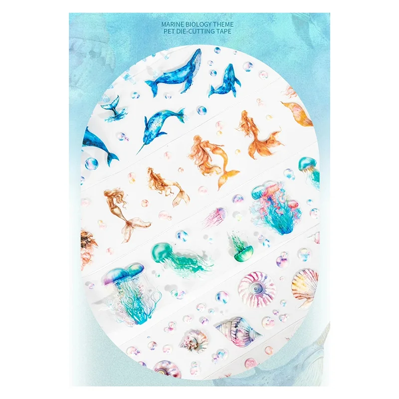 Verse Vintage Zee Landschapsarchitectuur DIY Journal Collage Materiaal 50Mm X 200Cm Diepzee Shimmer Serie PET Tape briefpapier