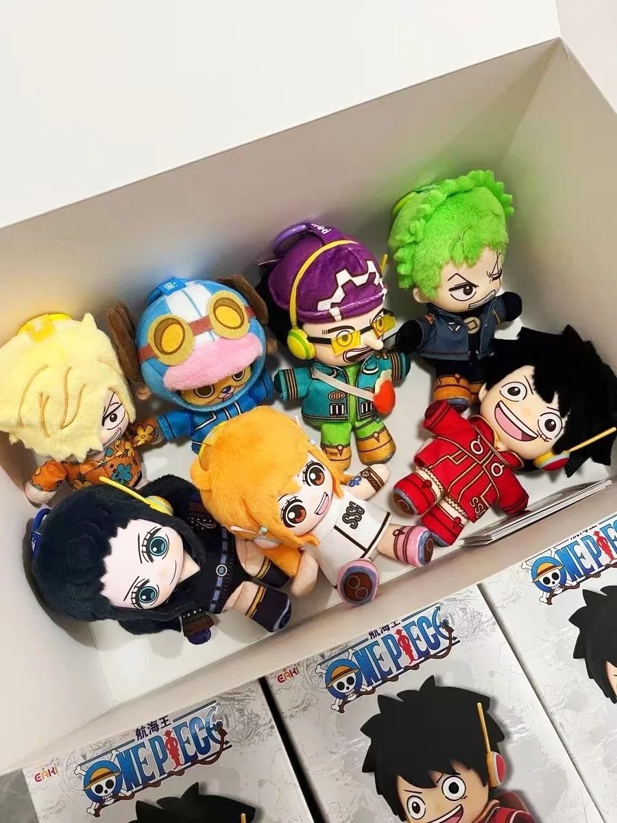 EAKI Licensed One Piece Plush Blind Box Luffy Zoro Nami Full Crew Cute Desktop Ornament Anime Peripheral Present For Anime Hobby