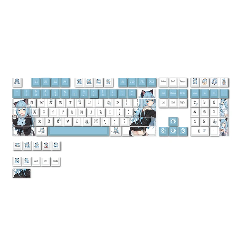 Imagem -05 - Nekoha Shizuku Tema Keycaps 108-key Sublimação Pbt Jogo de Desenhos Animados Anime Perfil Cereja Teclado Mecânico Keycaps Presentes