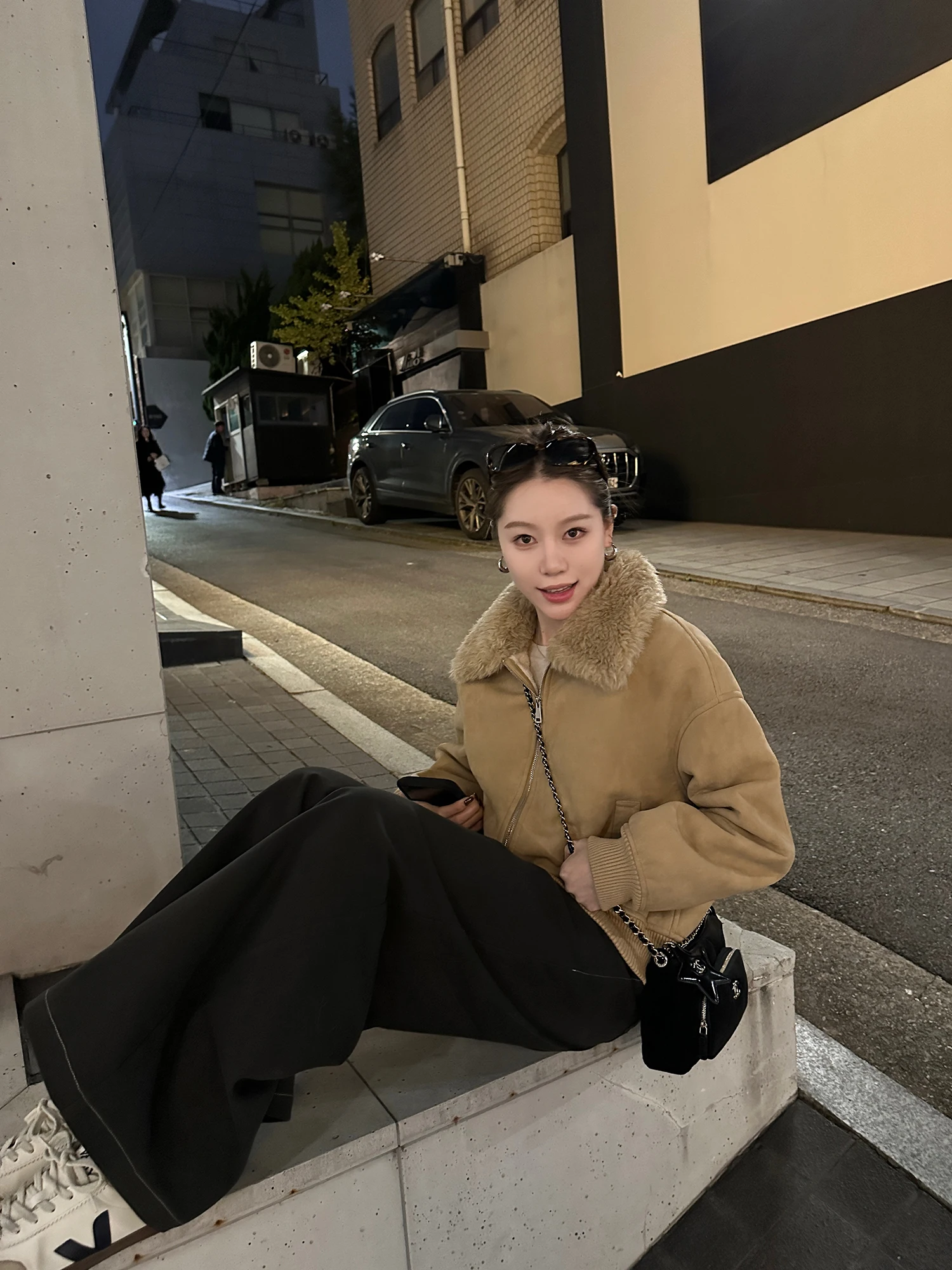 

Dabao Xi Miu Series Goat Fur Leather Fur Inteated Eco-friendly Fur Coat Women Winter Casual Sle Long Sve Zipper Closure