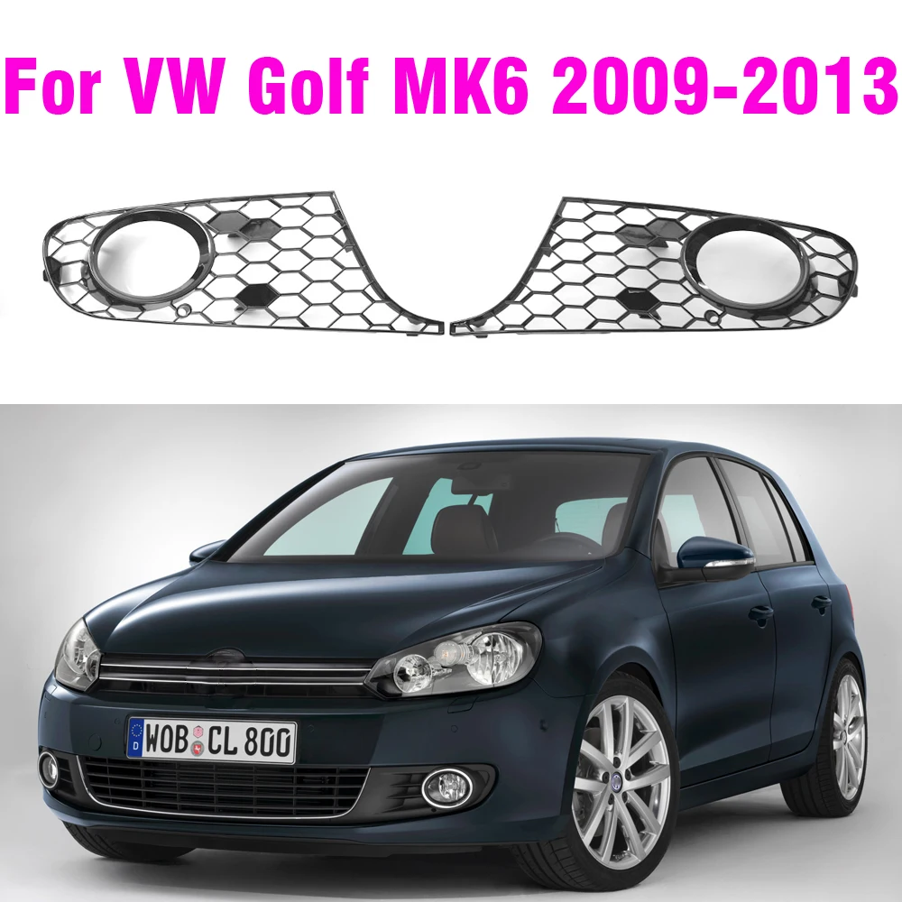 Modified Fog Light Grille Honeycomb With Holes ABS Mesh Design Front Lower Grille Replacement For VW Golf 6 VI 2009-2013