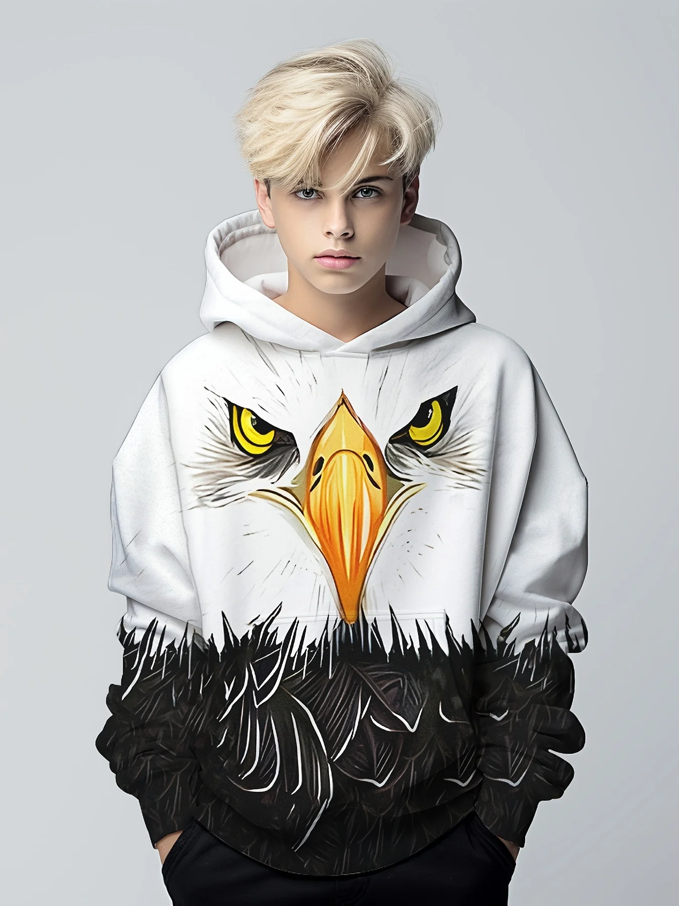 Eagle Children's Hoodie Children's Children's Children's Top Long Sleeve Digital Printing Spring and Autumn Outdoor Clothing