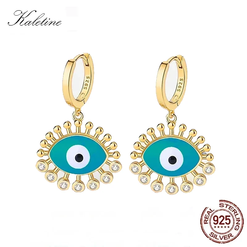 

KALETINE Evil Eye Blue Eye маленькие висячие серьги-кольца для женщин бирюзовые серьги из стерлингового серебра 925 пробы ювелирные изделия для женщин Aretes