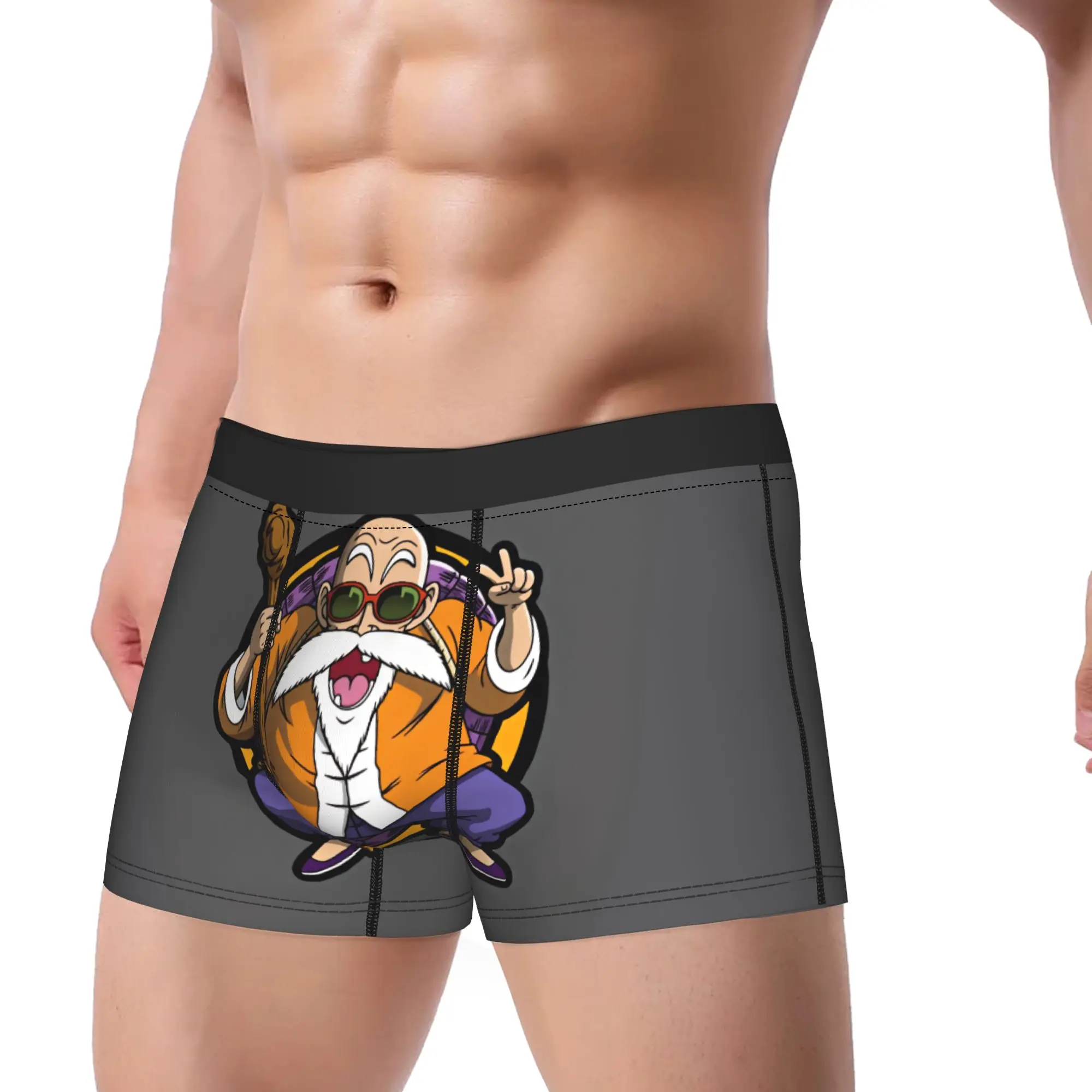 Anime Dragon Ball Master Roshi Underwear  Elastic Underpants Design Boxer Brief For Males Pouch Oversize Boxer Shorts
