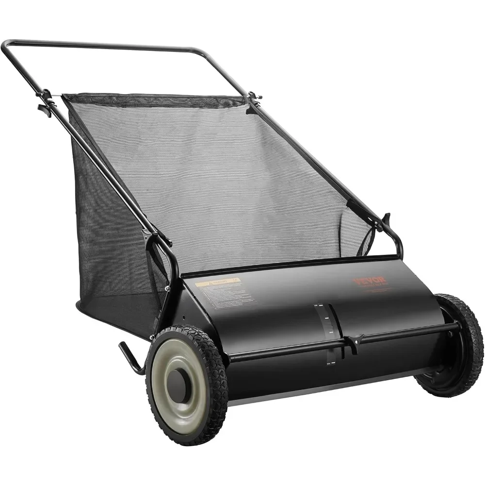 Push Lawn Sweeper, 26 Inch Leaf & Grass Collector, Strong Rubber Wheels & Heavy Duty Thickened Steel Durable