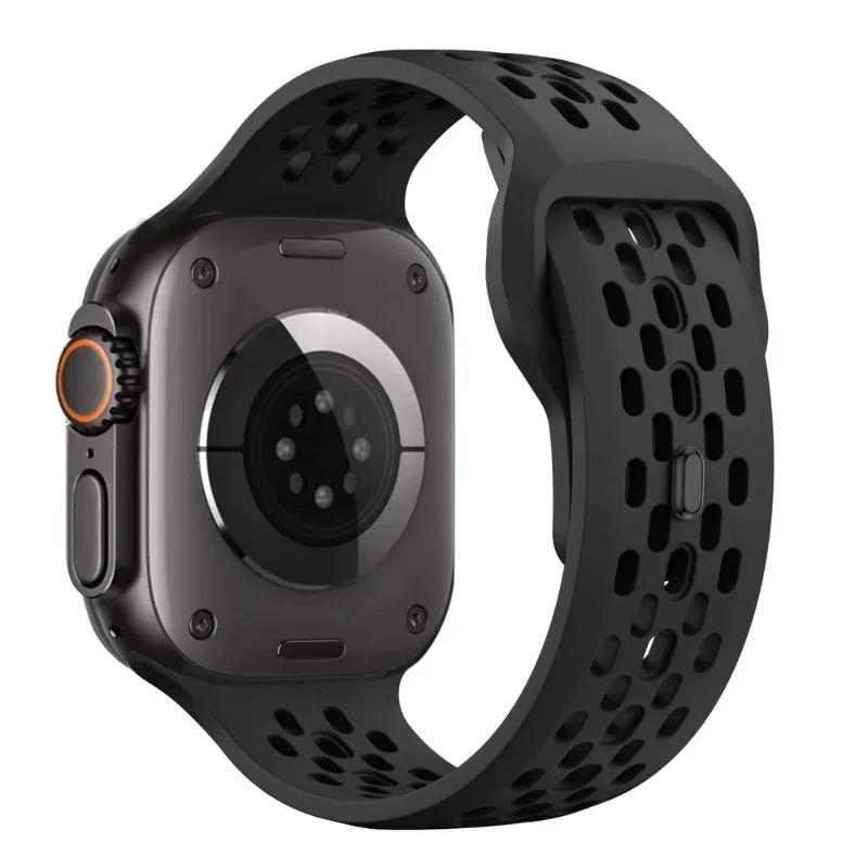 Pulseira de silicone macio para apple watch, pulseira 46mm 45mm 41mm 44mm 49mm 40mm 42mm, pulseira iwatch 10 9 8 7 6 5 se ultra 2/1