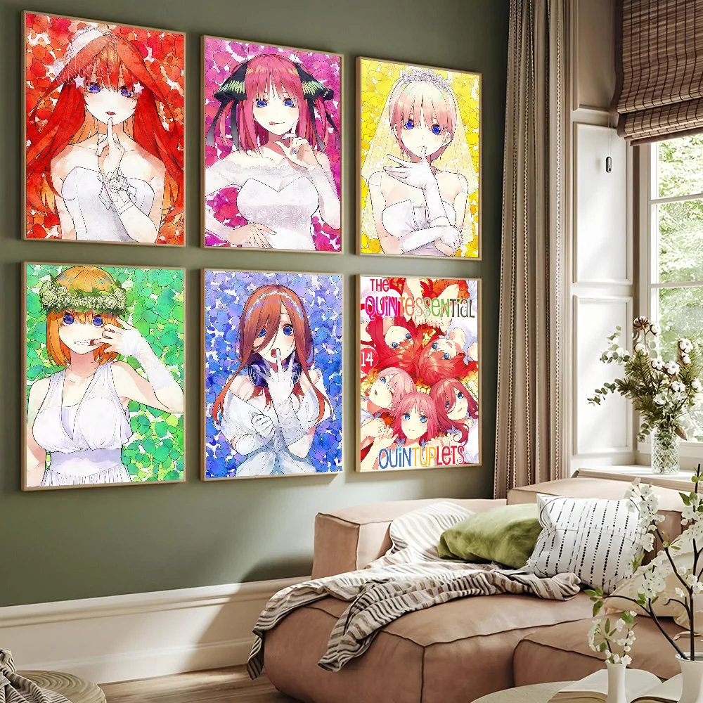 1PC The Quintessential Quintuplets Poster Self-adhesive Art Waterproof Paper Sticker Coffee House Bar Room Wall Decor