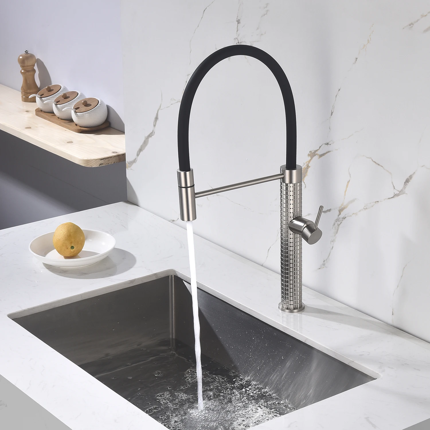 رخيصة الفاخرة النحاس الحمام مياه الحنفية رافعة واحدة نحى الذهب سحب أسفل الربيع رذاذ صنبور المطبخ بالوعة خلاط #6