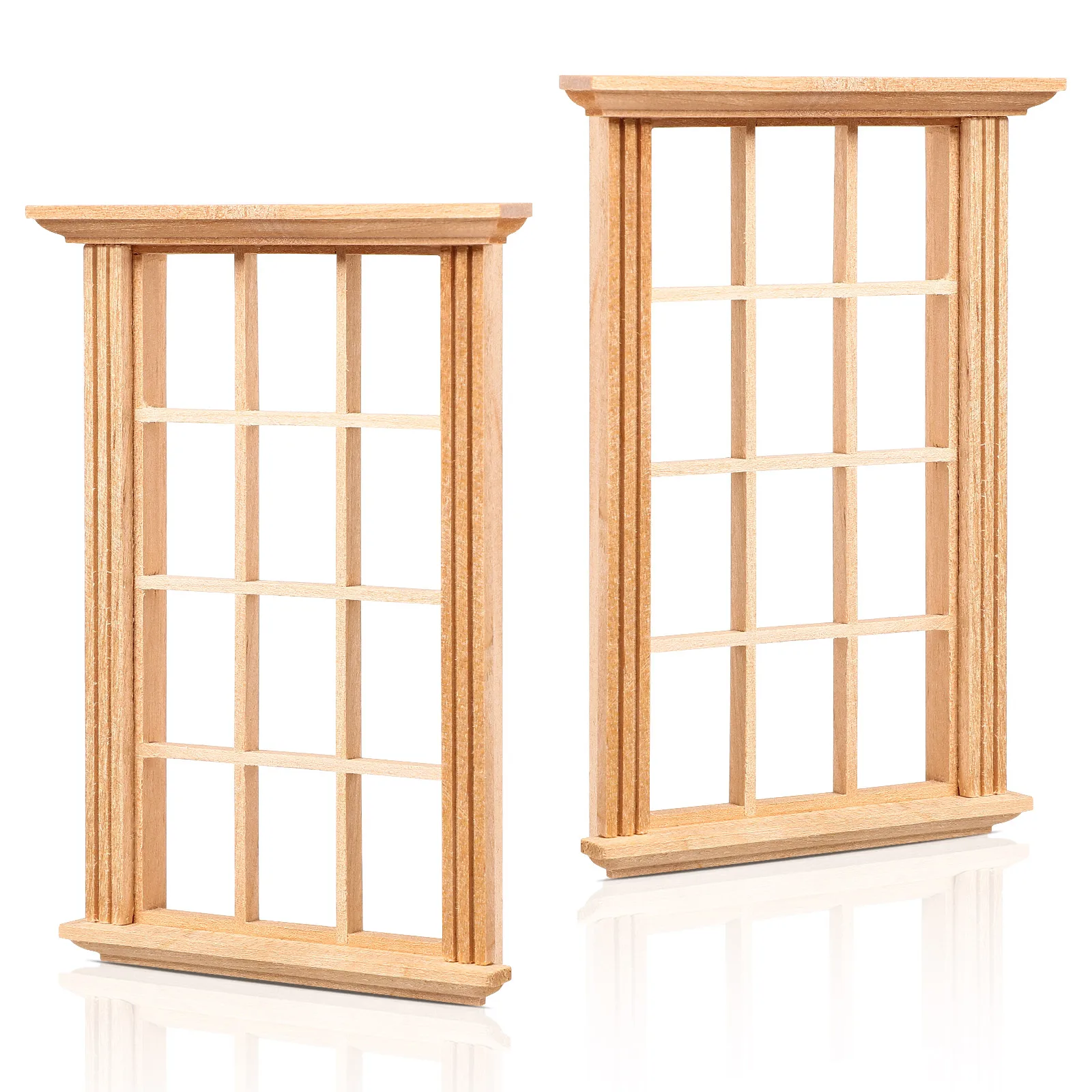 2pcs 1:12 Mini Dollhouse Window Frame Model Twelve Lattice Window Frame Kids Pretend Play Toys House Furniture Accessories