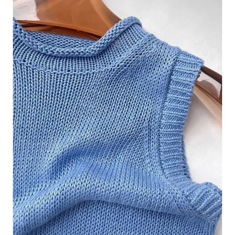 

Wool Knitted Sleeveless Top Tank Vest for Women 2024