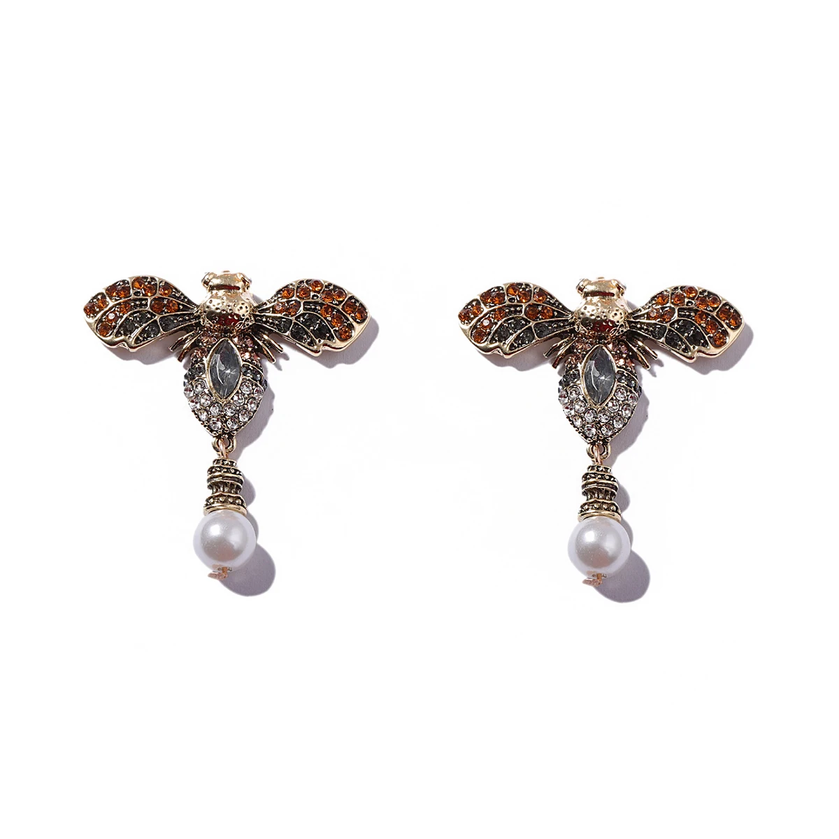 ZAA Retro Bee Animal Bejeweled Earrings 2024 Trending Women Statement Holiday Party Gifts