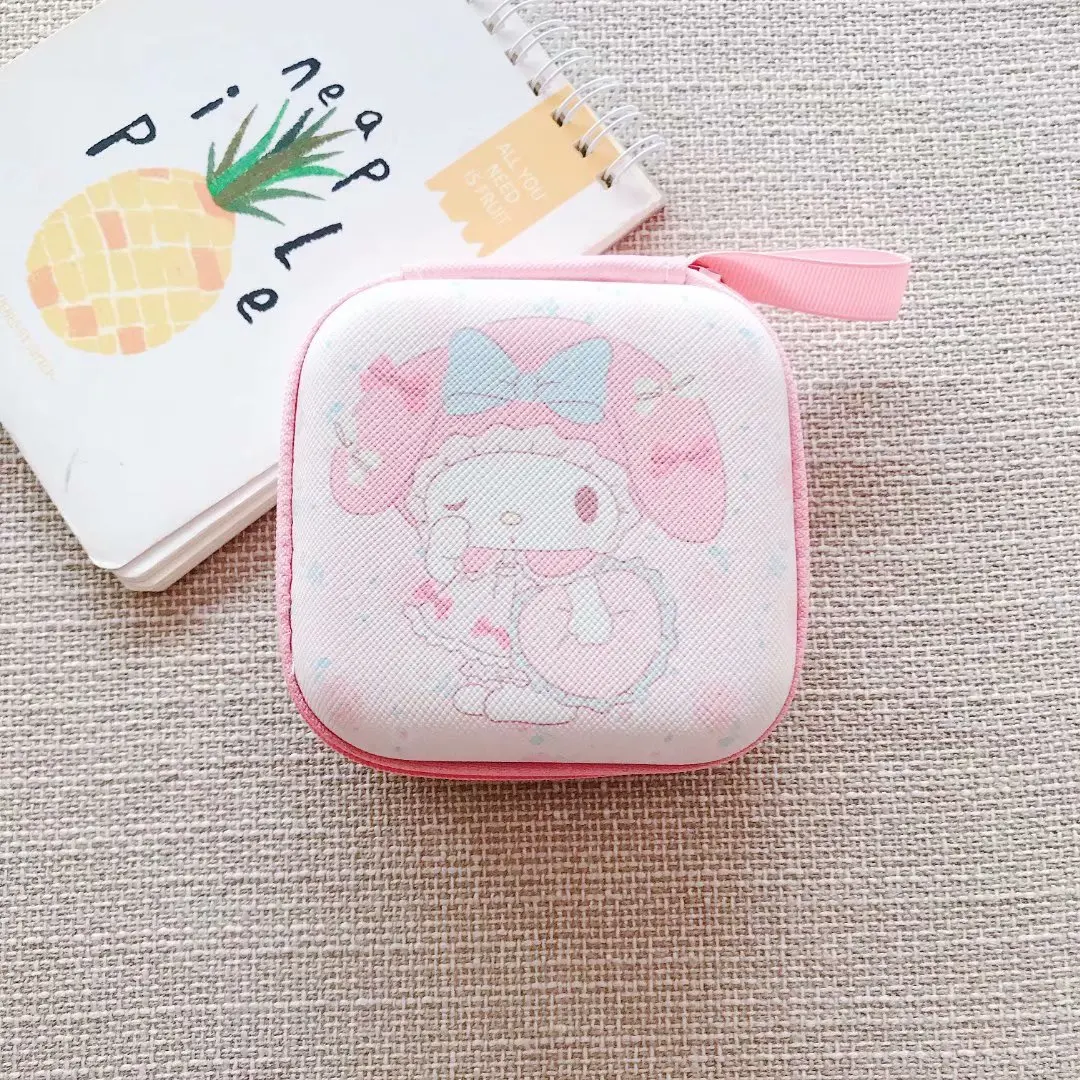 9.4cm*9.4cm Earphone Box Zipper Bag Cartoon Hello Kitty Cat Pom Pom Purin My Melody Pattern Cute Storage Bag Pouch For Headphone