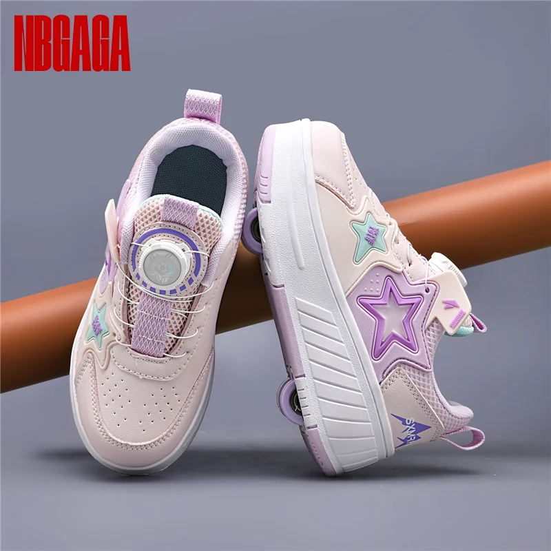 

Детские кроссовки-трансформеры NBGAGA с 4 колесами, роликовые кеды для девочек, для активного отдыха, подарок