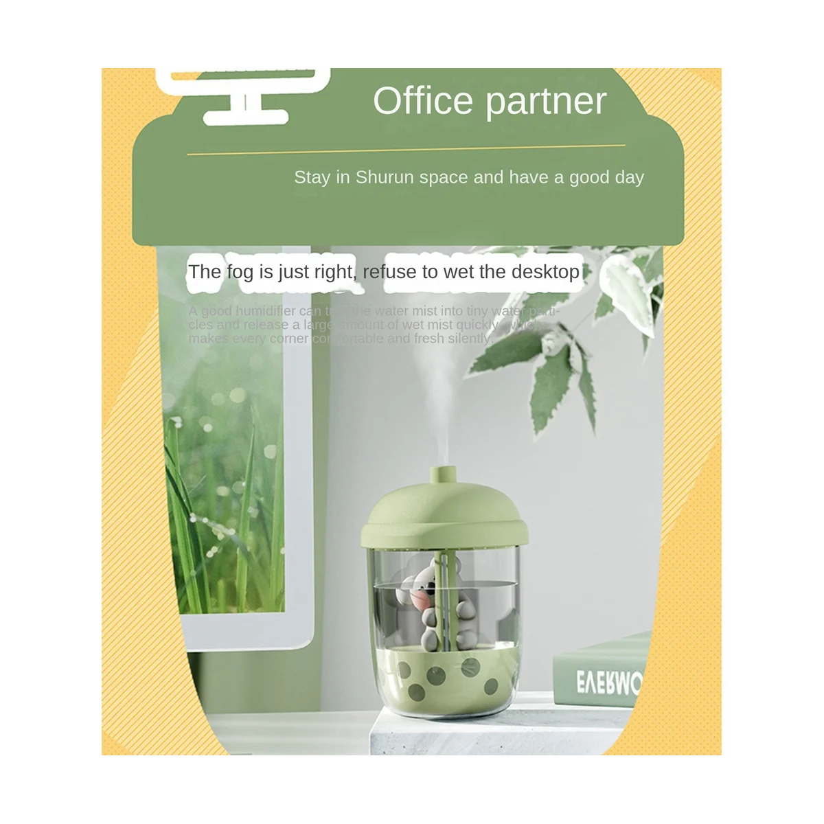 المحمولة تنقية الهواء المرطب ، سطح المكتب رذاذ الماء ، الناشر البني لغرفة النوم ، كوالا كوب الشاي الحليب ، USB ، 450 مللي