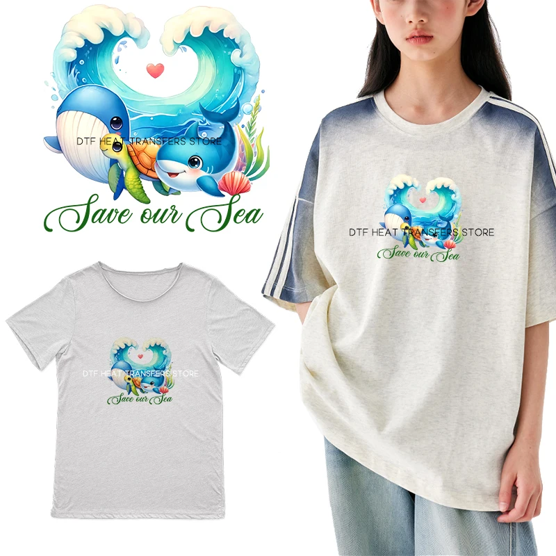 Protecting the Underwater World of Marine Life Heat Transfer On Clothes patches for Children's clothing patches for clothing