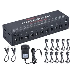 MOSKYAudio Mini Power Supply Station 10 Isolated DC Outputs for 9V 12V 18V Guitar Effect with Power Cables