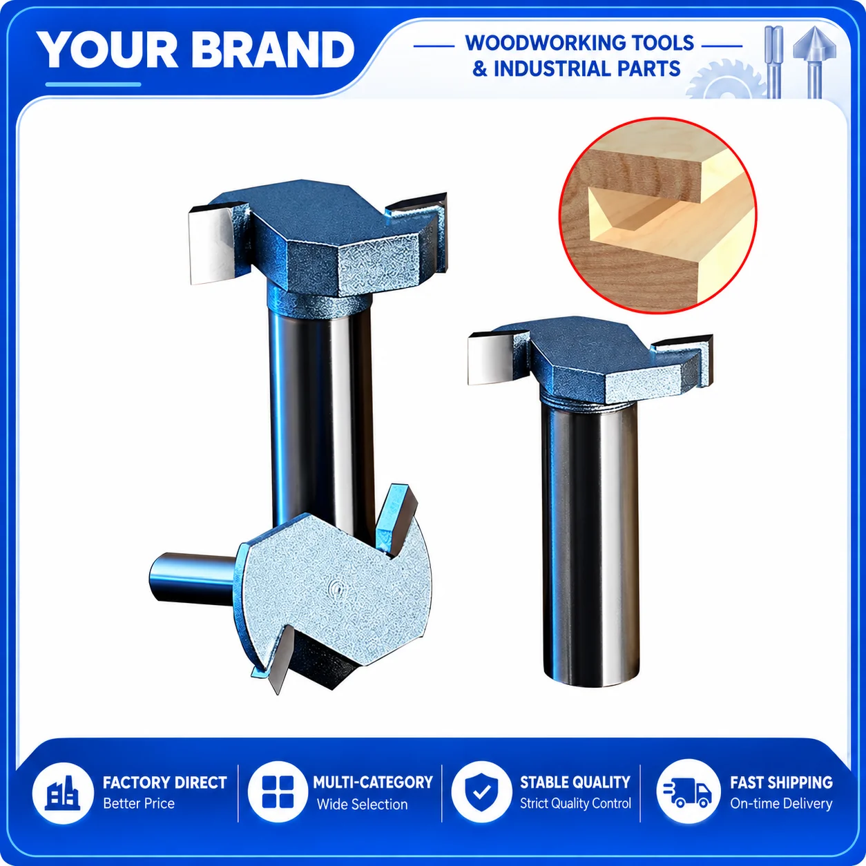 2 Teeth T-Slot Router Bit Tungsten Carbide CNC Woodworking Milling Cutter for Wood Grooving and T-Type Slot Cutting