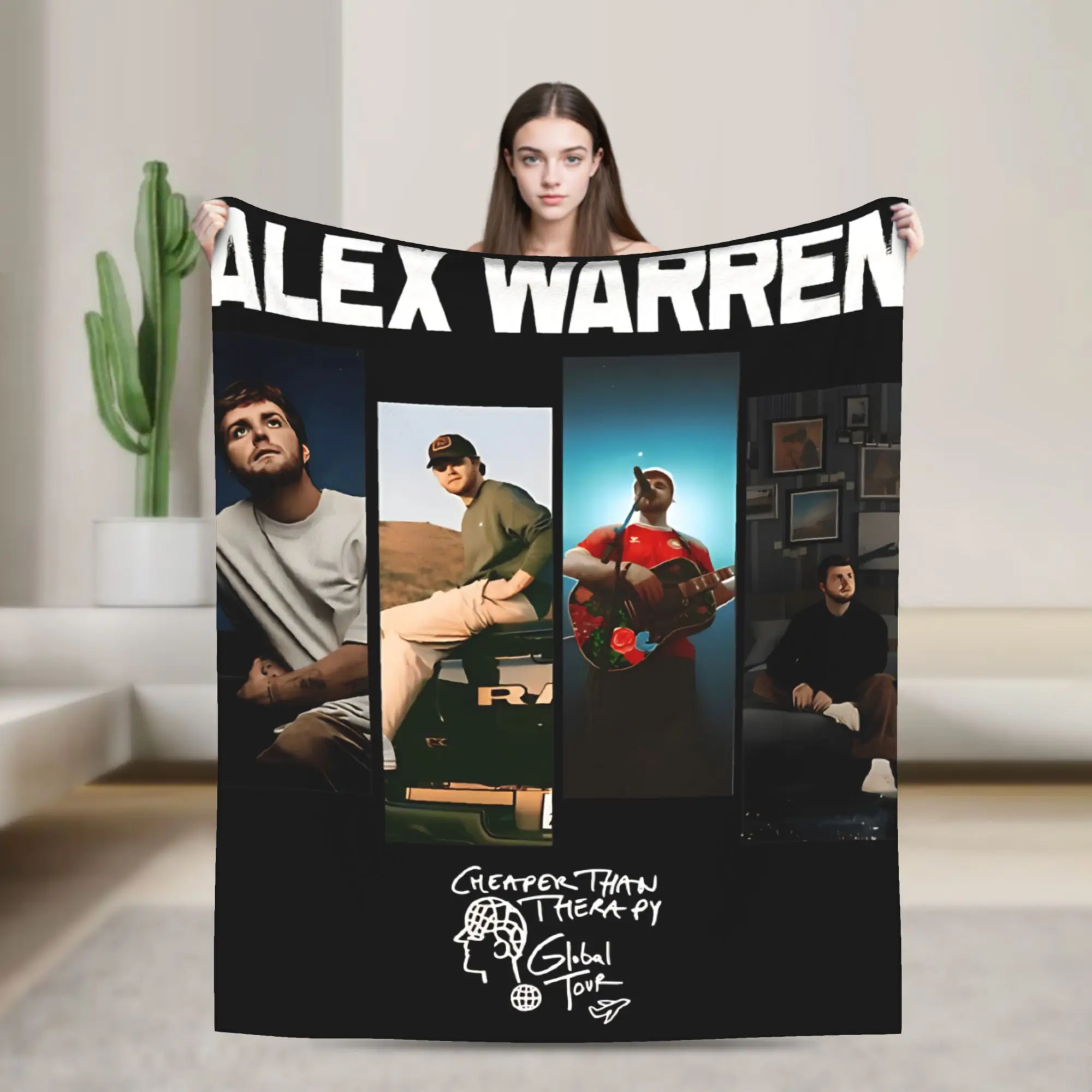 Super Soft Alex Warren Multi Portrait Tour Collage Throw Blanket Premium Fleece Flannel Blanket Cozy Warm Blankets All Season