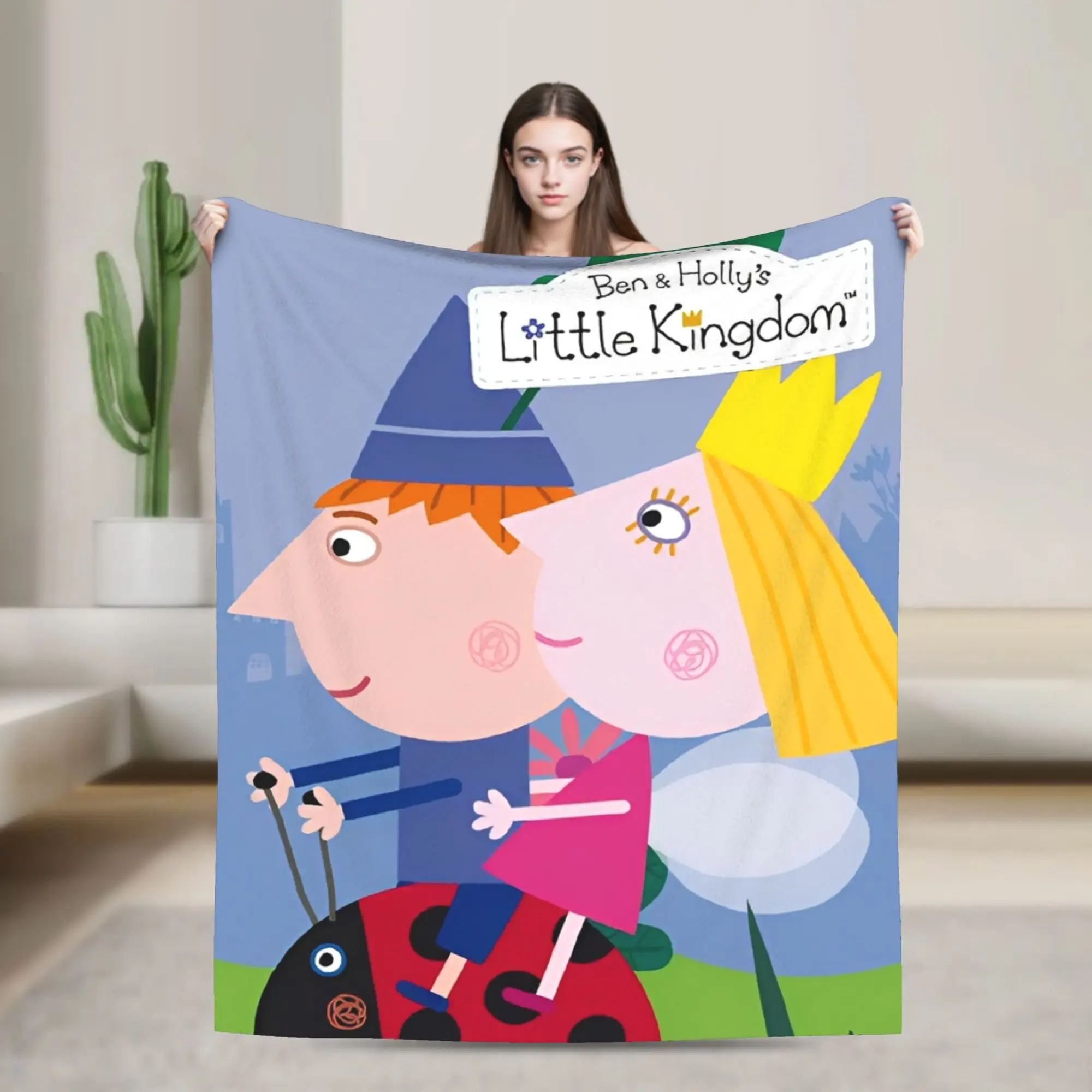 

Вязаные одеяла «Маленькое королевство Бен и Холли» Magic Nook, флисовое супермягкое одеяло для спальни, дивана-кровати, ковер