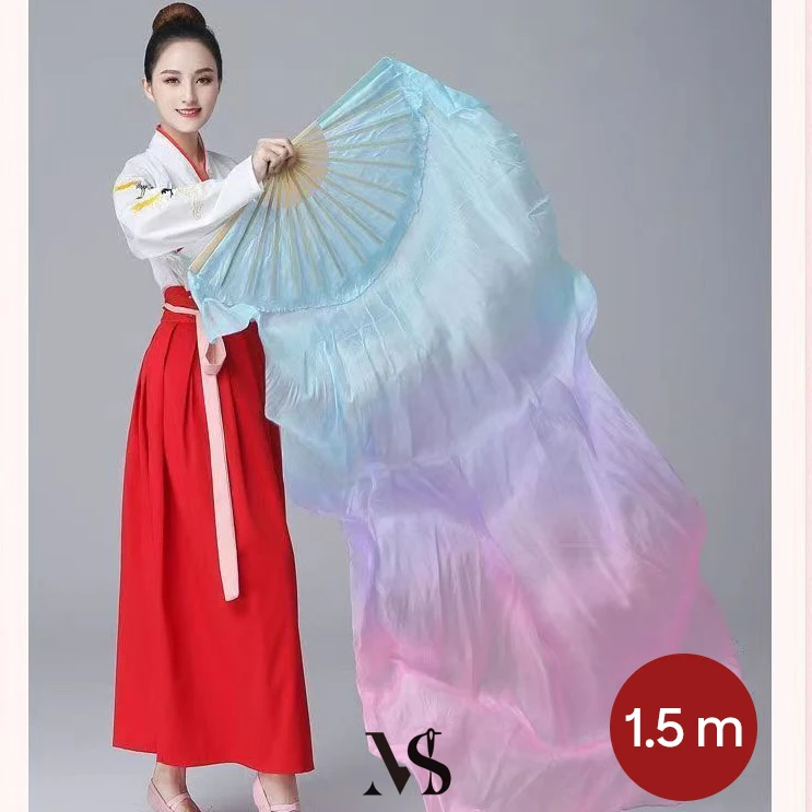 Belly Dance Accessories Gradient Color Fan Real Silk Veil Fans Folding Fan for Women Dance Outfit Accessory Performance Practice