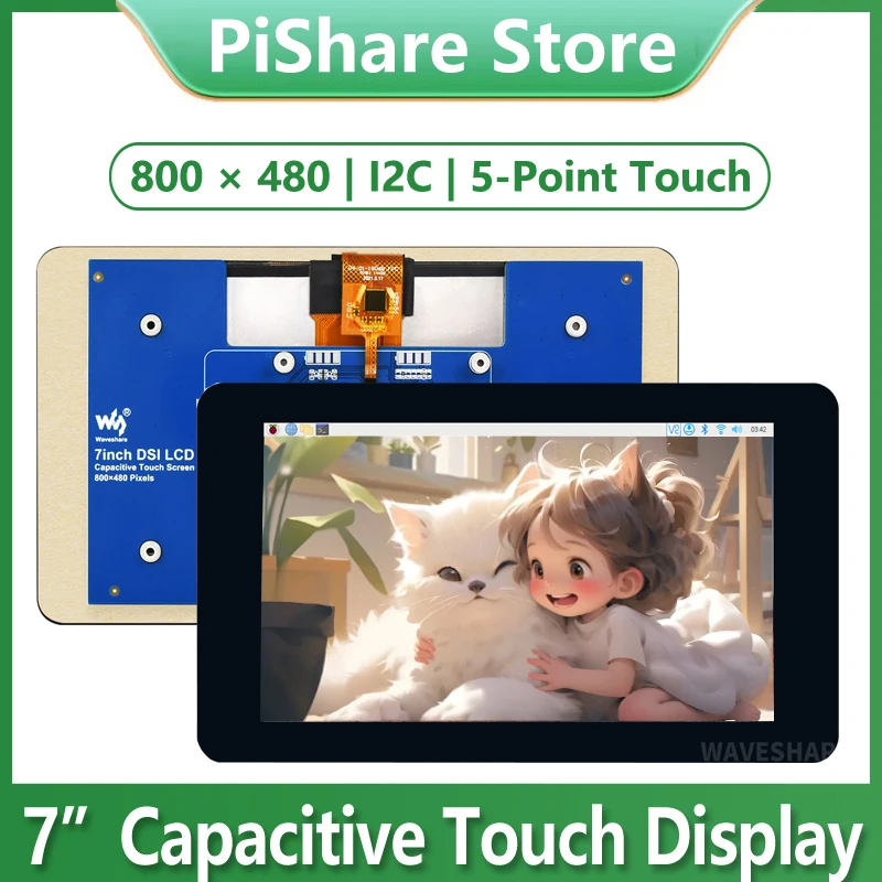 

Raspberry Pi 7-дюймовый DSI ЖК-дисплей B 7-дюймовый емкостный сенсорный экран MIPI 800x480 с чехлом (опция)