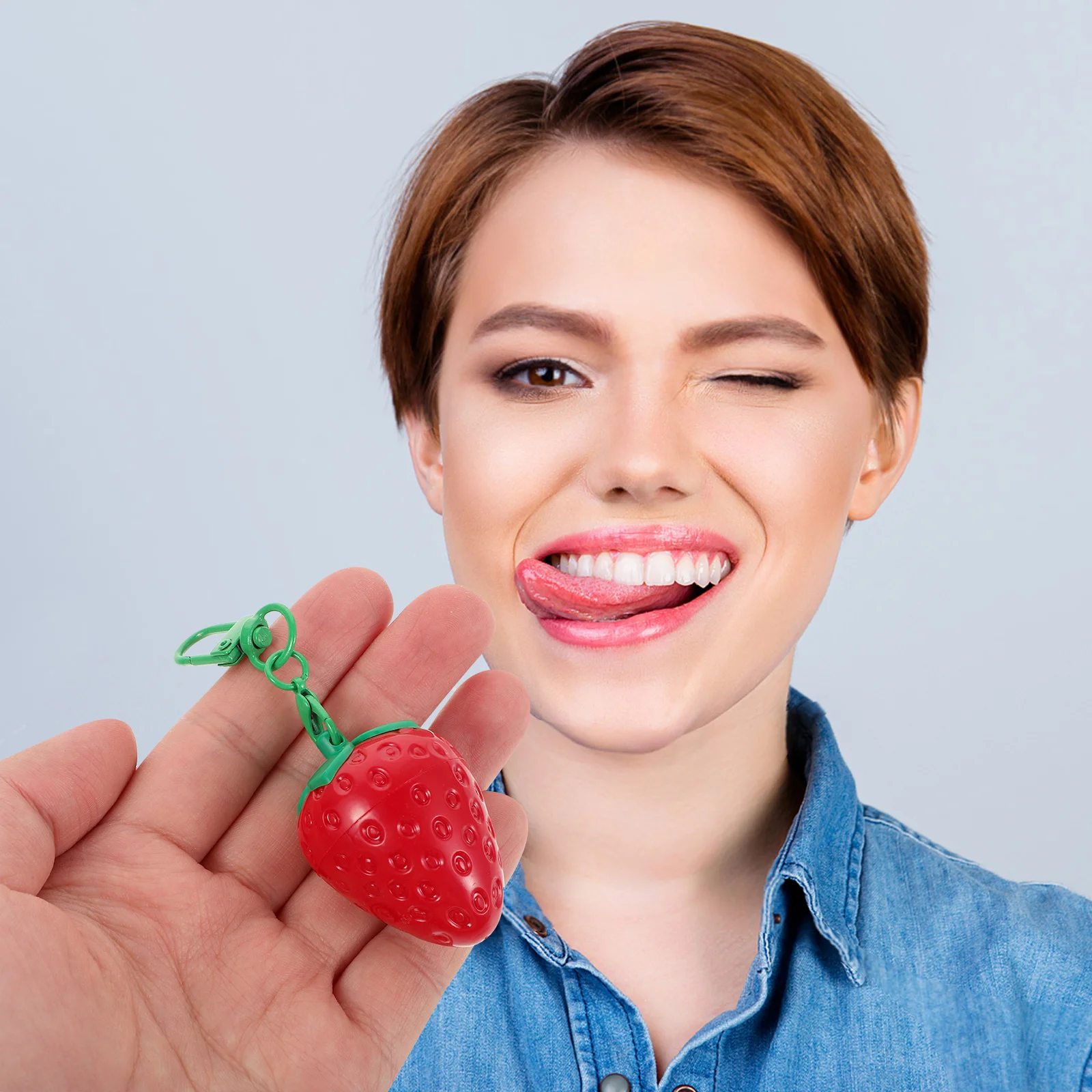 

Cute Strawberry Shaped Lip Balm Moisturizing Supply for Female Male Students Portable Compact Travel Accessory Smooth Lips