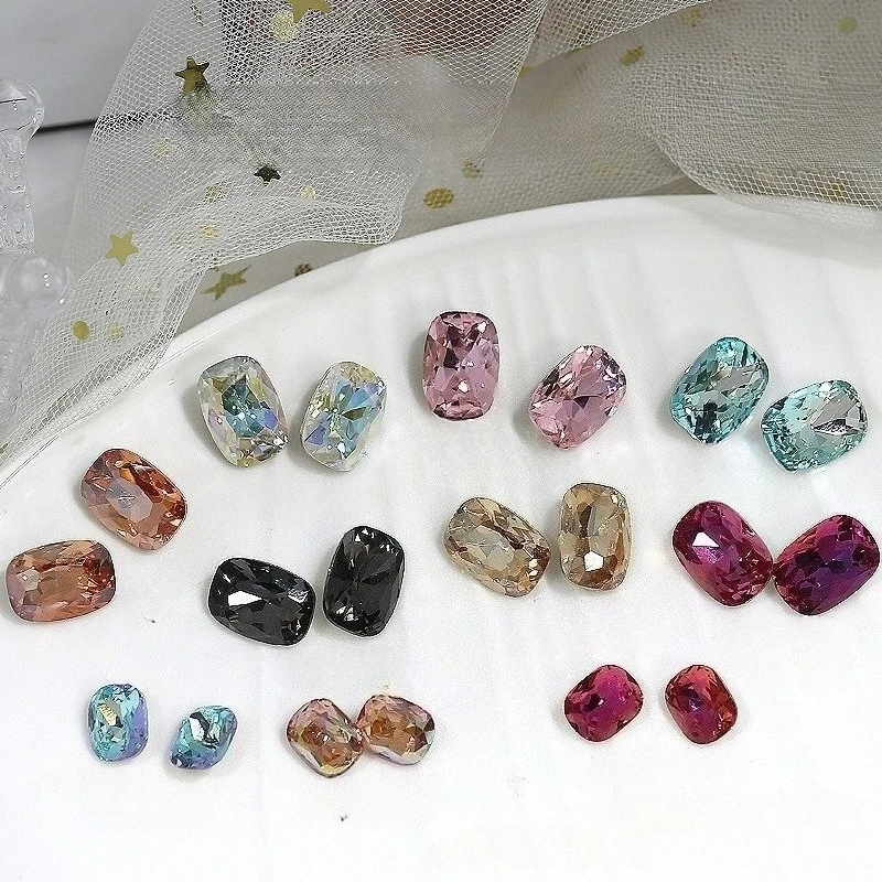 

20pcs New Square Nail Accessories Diamond Fashion Color Sweet Versatile High Beauty Nail Sticker Diamond Accessories Wholesale