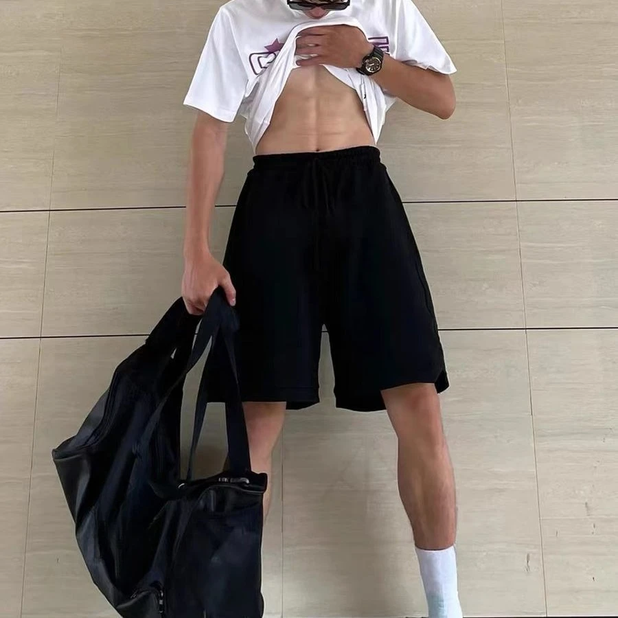 

Shorts Men's Summer Trend American Light Gray Work Pants Thin Loose Five Quarter Pants Casual Straight Cotton Pants
