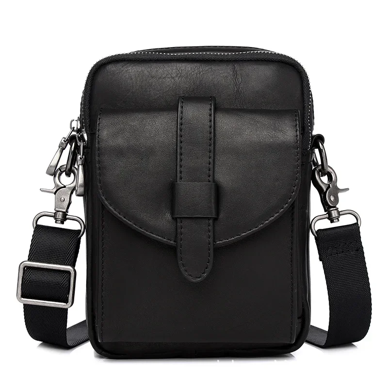 New Genuine Leather Men's Backpack Top Layer Cow Leather Casual Versatile Vertical Mini One Shoulder Messenger bags bolso sac 가방