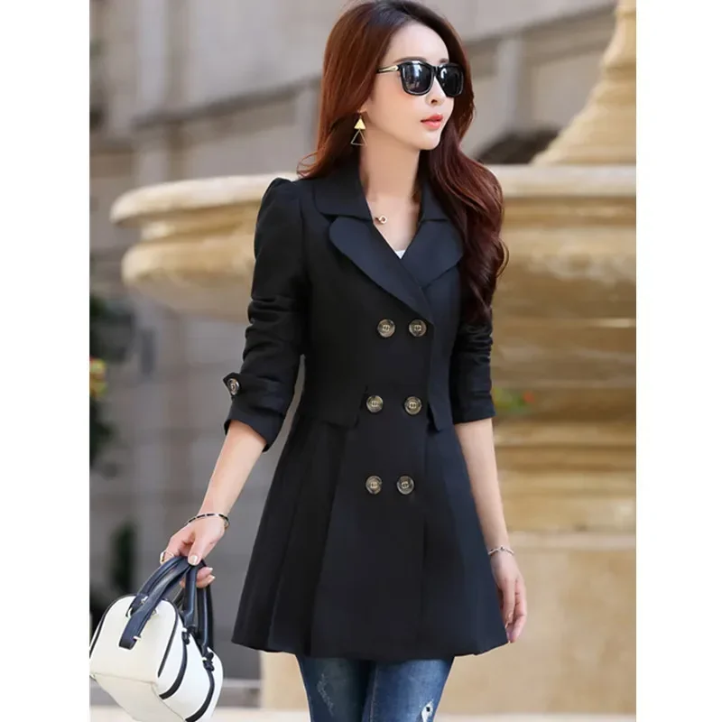 2024 New Trench Coat Women Double-Breasted Trenchcoat Lace Female Autumn Casual Coats Windbreaker Outwear  Raincoat Streetwear