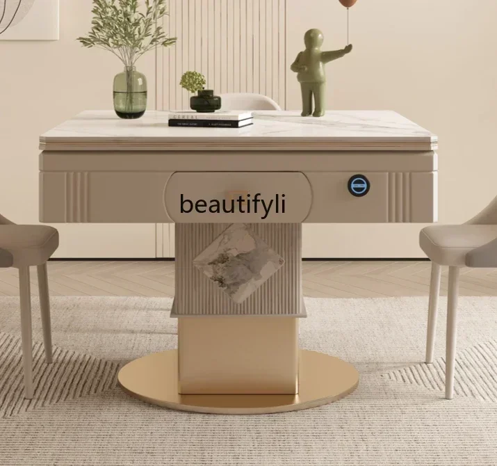 

pg46Light luxury automatic lifting mahjong table rock slab dining table household multi-function silent modern small