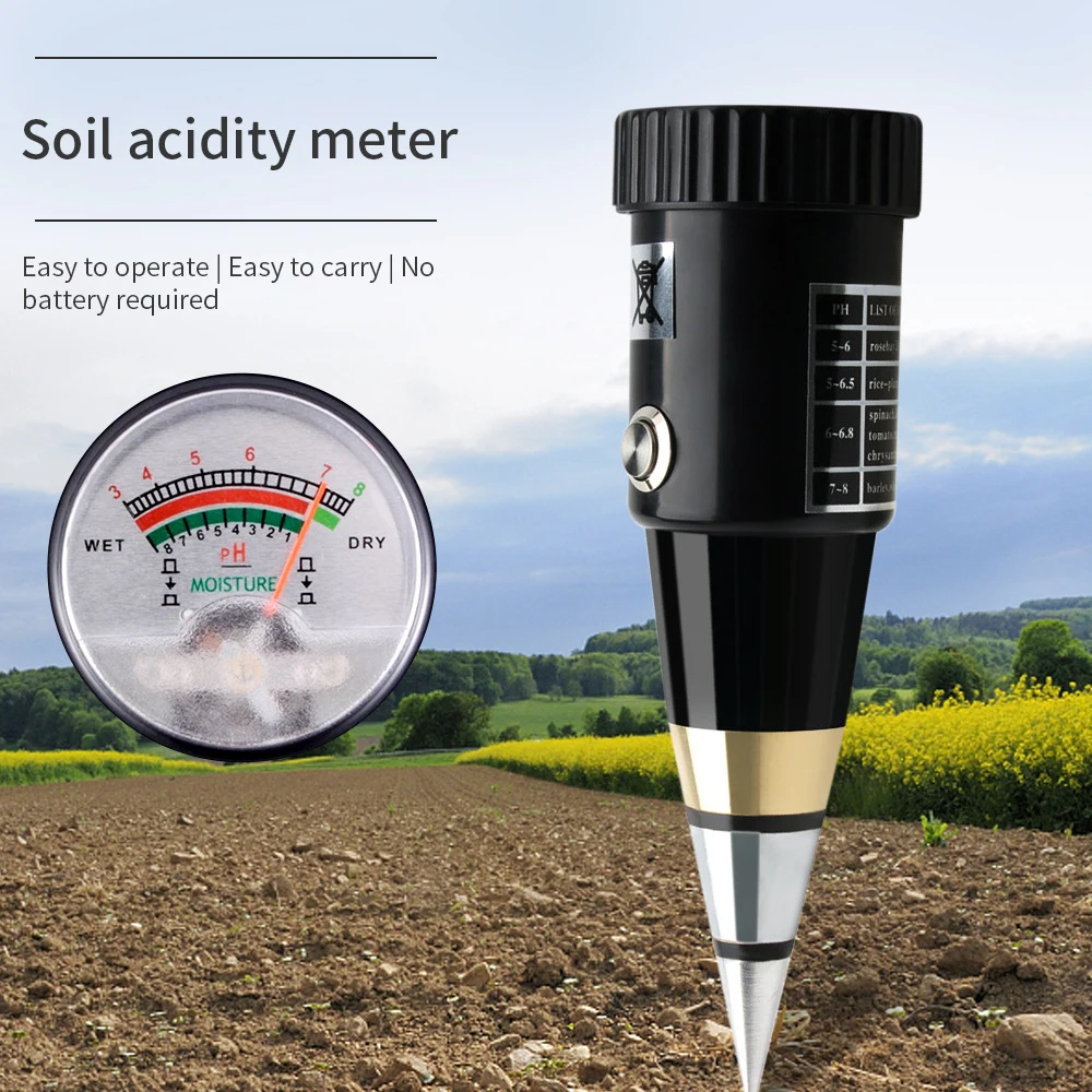 

Soil Moisture PH Meter Acidity Humidity Tester Metal Sensor Probe 3~8ph No Battery Hygrometer for Planting Garden Tool Analyzers