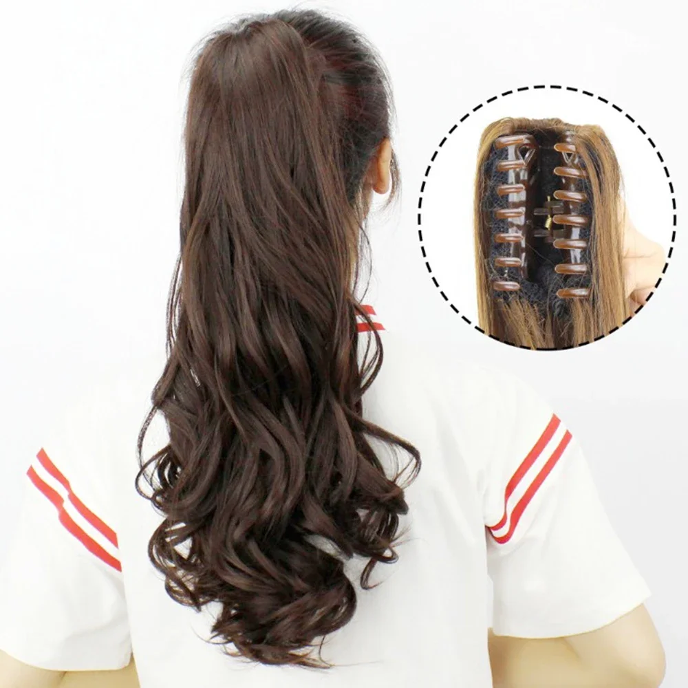 

60cm Curly Clip In Hair Ponytail Synthetic Hair Extensions Claw Ponytails Little Pony Tail Horse Hair Clips for Women