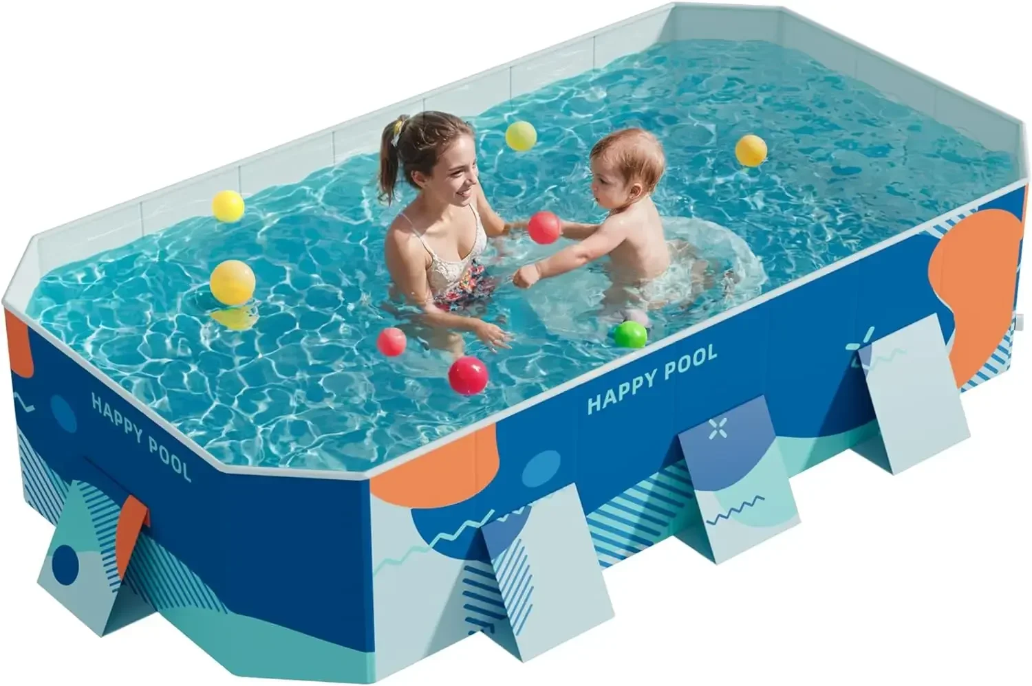 Above Ground Pool with 3 drains Outdoor Swimming Pool with Hard Plastic Shell Portable Pool for Backyard Garden