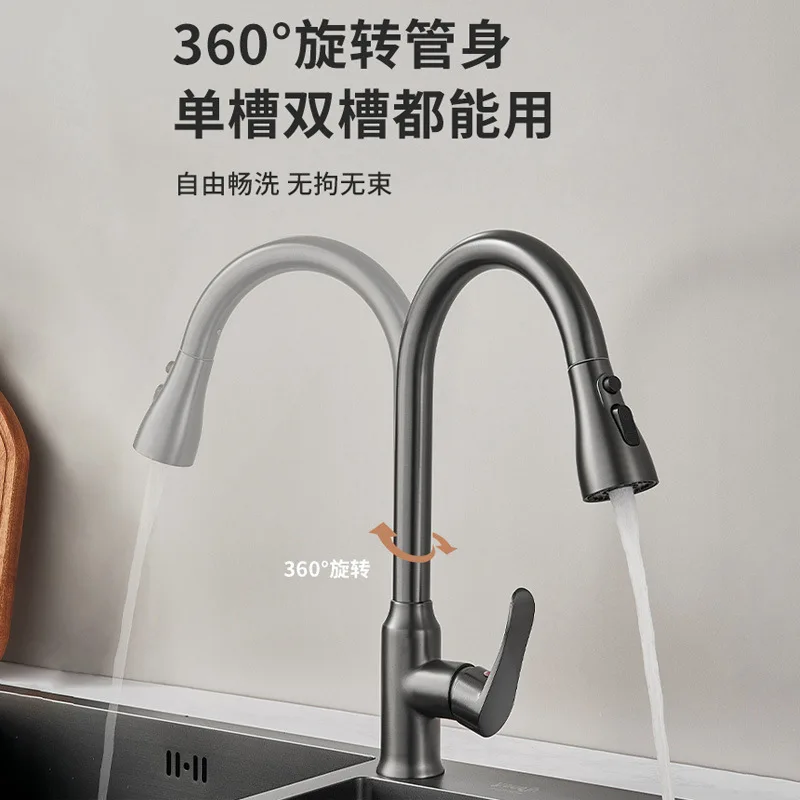 سحب للخارج، مطبخ، ساخن وبارد، صنبور، حوض، حوض، منزلي، ستانلس ستيل، مقاوم للرذاذ