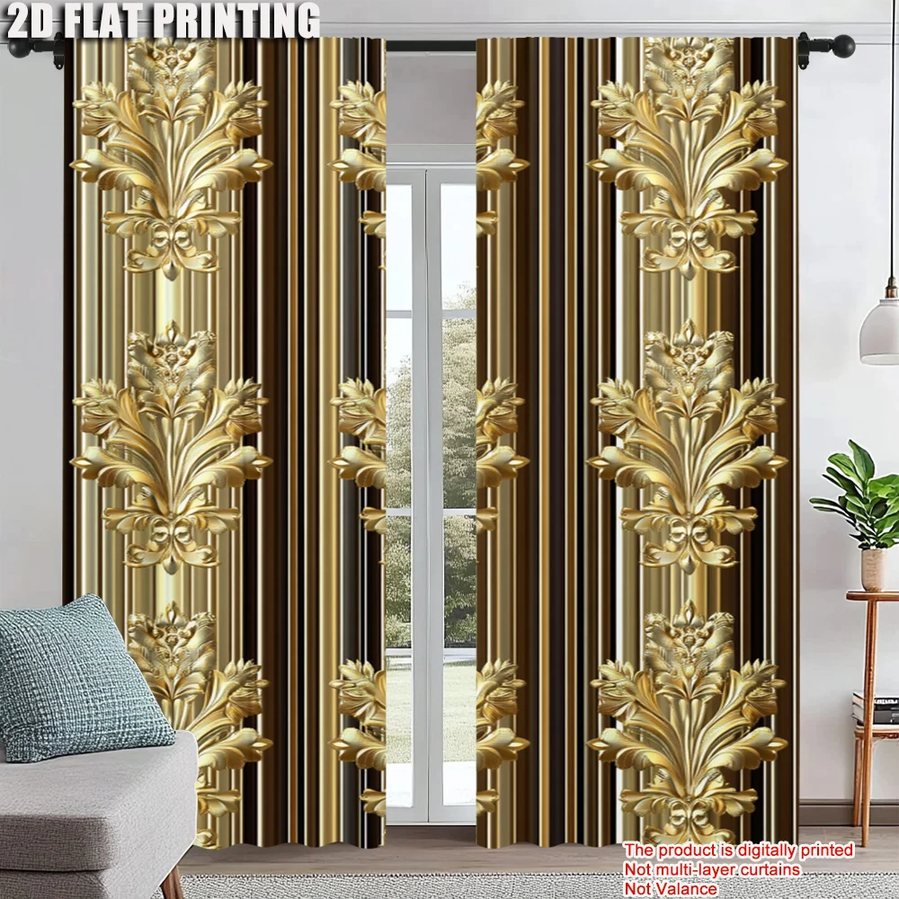 

2Pcs Vintage Floral Window Curtains Rod Pocket Design For Living Room Bedroom Dining Kitchen Machine Washable Polyester Material