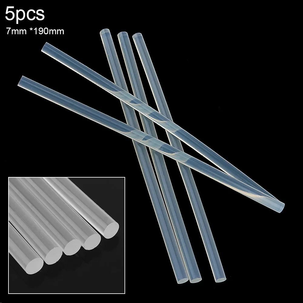 5pcs 7mm x 190mm Transparent Hot-melt Gun Glue Sticks Gun Adhesive DIY Tools for Hot-melt Glue Gun Repair Alloy Accessories