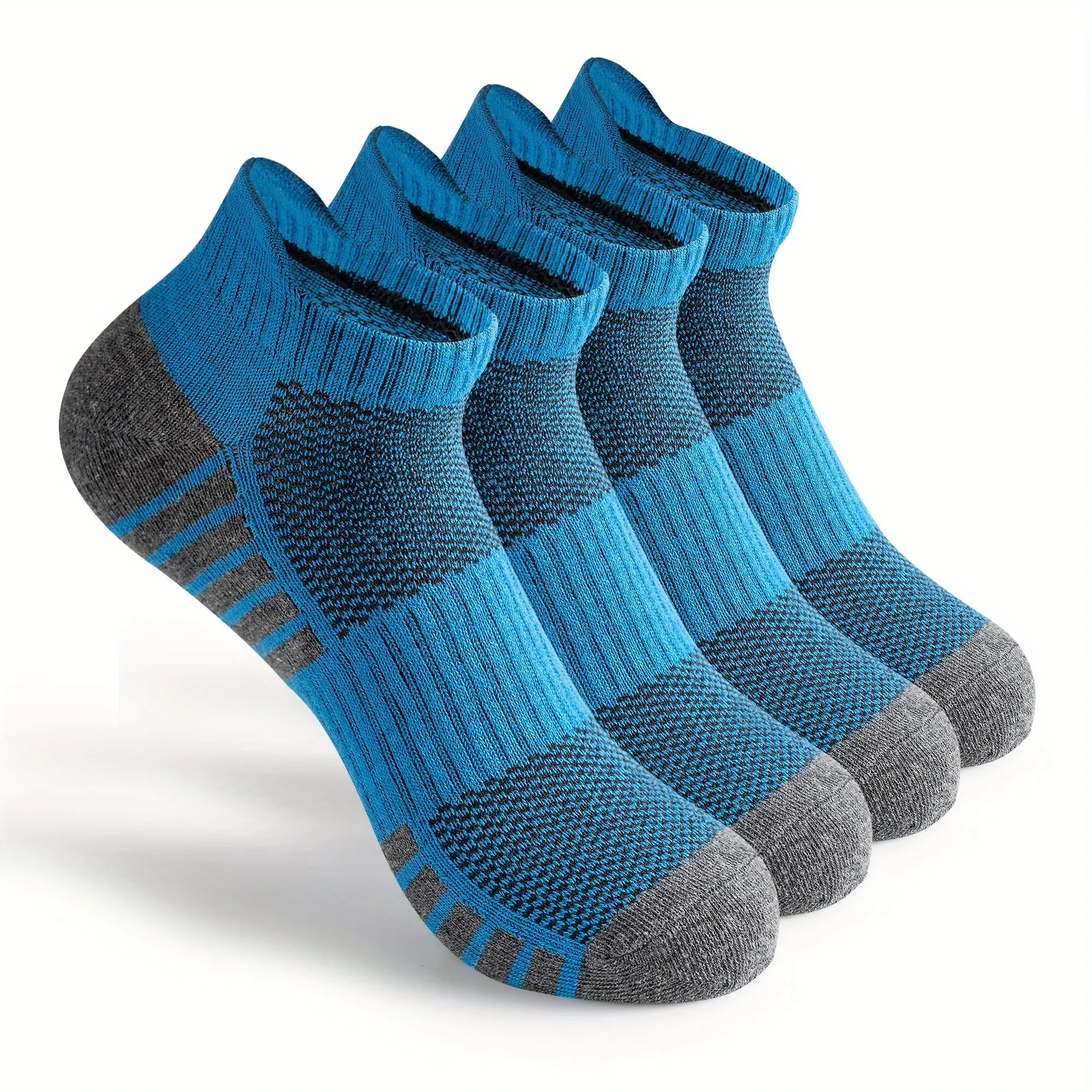 4 Pairs Men's Casual Breathable Moisture Wicking Athletic Invisible Socks Cap High Quality Sports Collar Sole Striped Socks