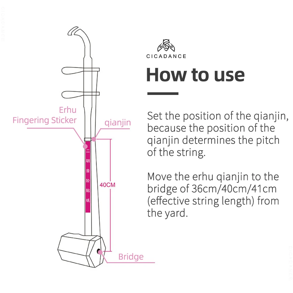 Autocollants Erhu Note pour enfants, autocollant de doigt Urheen, tableau de position Qianjin transparent, perfecDurable, pratique des débutants