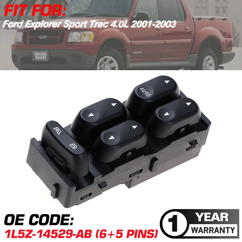 Power Window Regulator Control Switch 1L5Z-14529-AB For Ford Explorer Sport Trac 4.0L 2001 2002 2003 1L5Z14529AB 3L2T14540CAW