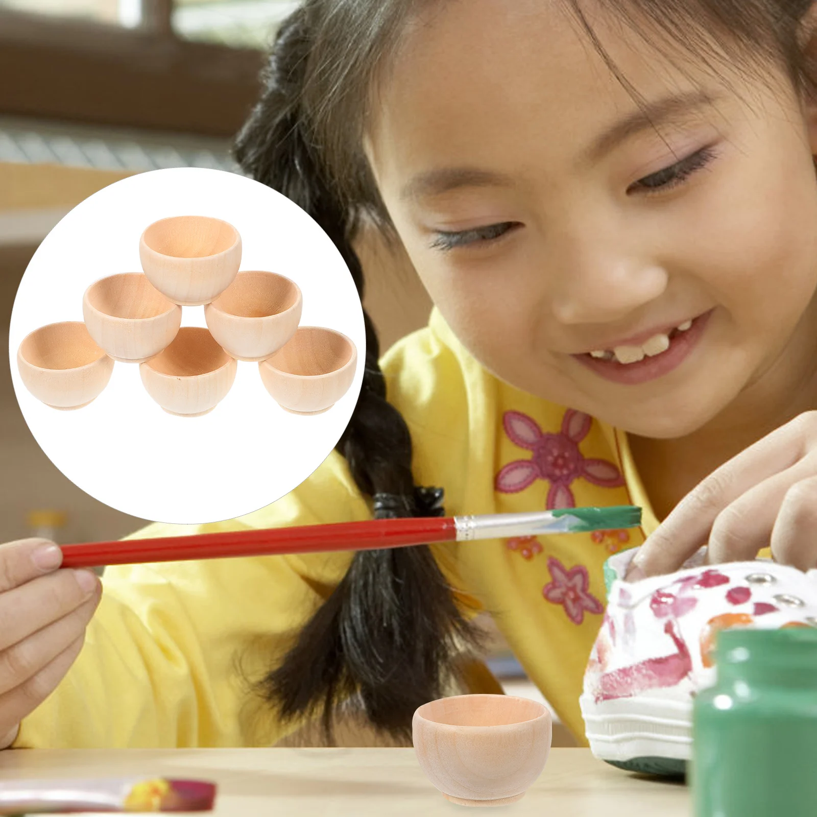 10 Pcs Wooden Bowl Toy Unfinished Playthings Painted Model Unpainted Miniature Bowls