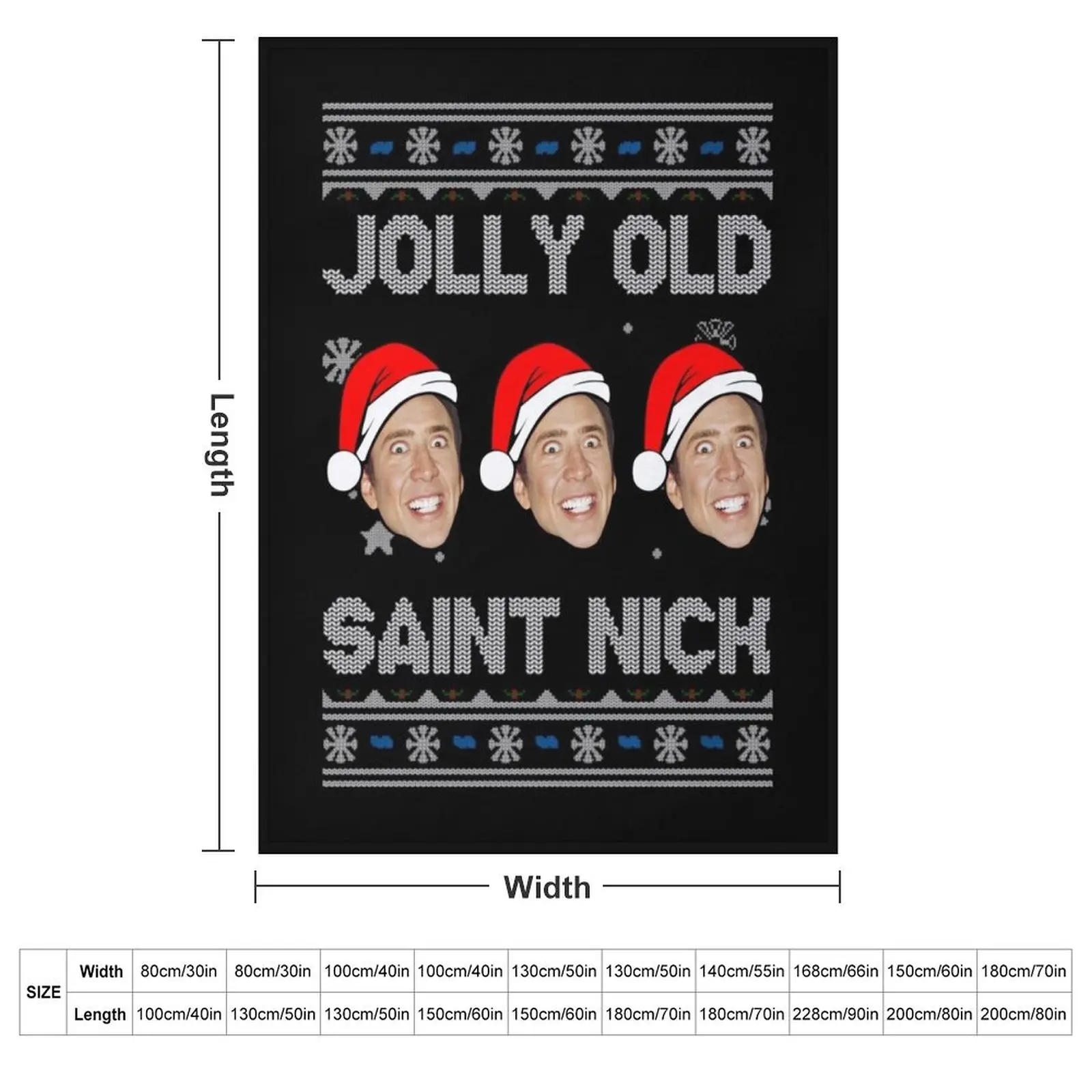 Jolly Old Saint Nick Nicolas Cage Christmas Throw Blanket couch cozy soft plush fuzzy picnic outdoor blanket