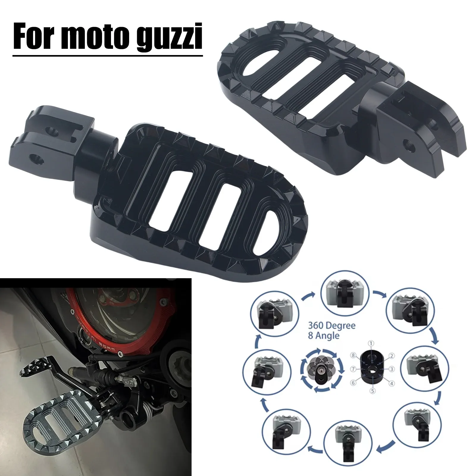 for  Moto Guzzi V85 TT V100 Mandello Stelvio V7 850 Motorcycle Front Rider Footrests Foot Rest Foot Pegs Pedal