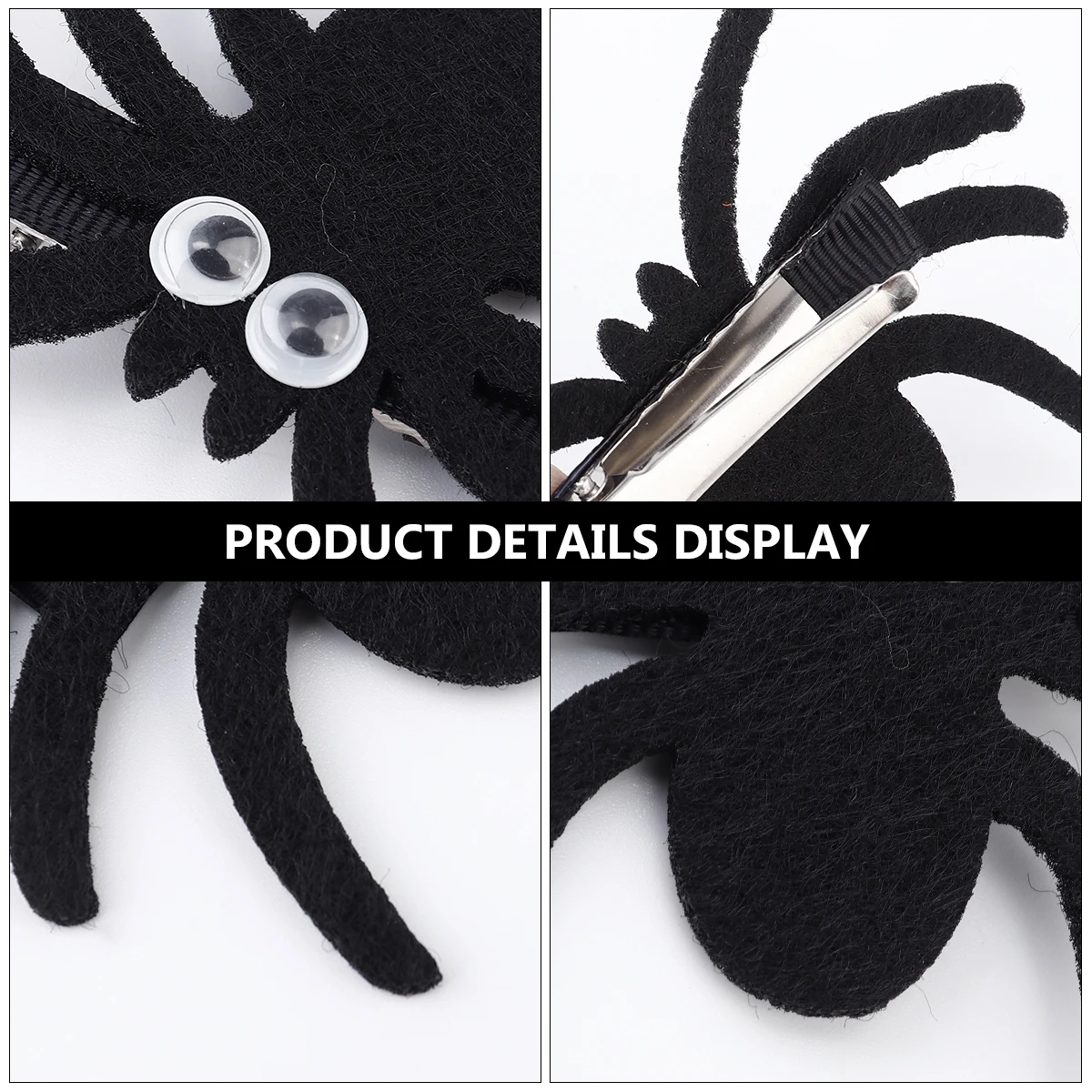 

4pcs Black Scary Spider Hairpin for Halloween Costume Parties Photography Easy Wear Festive Accessories