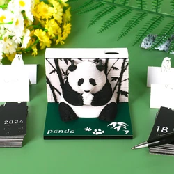 Omoshiroi Block 3D Memo Pad 2025 Calendar Desk Decor Cute Panda Magic Castle Basketball Football Creative Gift For Birthday