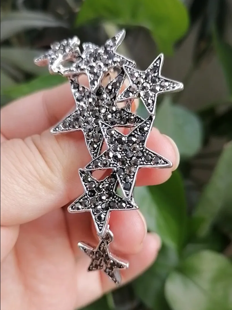 Ajojewel Silver-color Star Vintage Brooches Pins For Women Bling Pin Brooch Rhinestone Jewelry For Party Gift For Friends