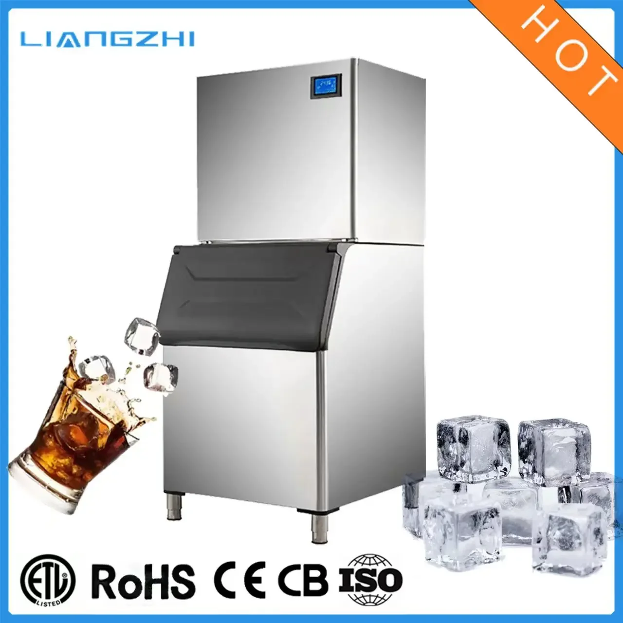 1000 Automatic Large Capacity Water Cooling 500kg 24Hours Cube Ice Maker Machine Suppliers For Drinks