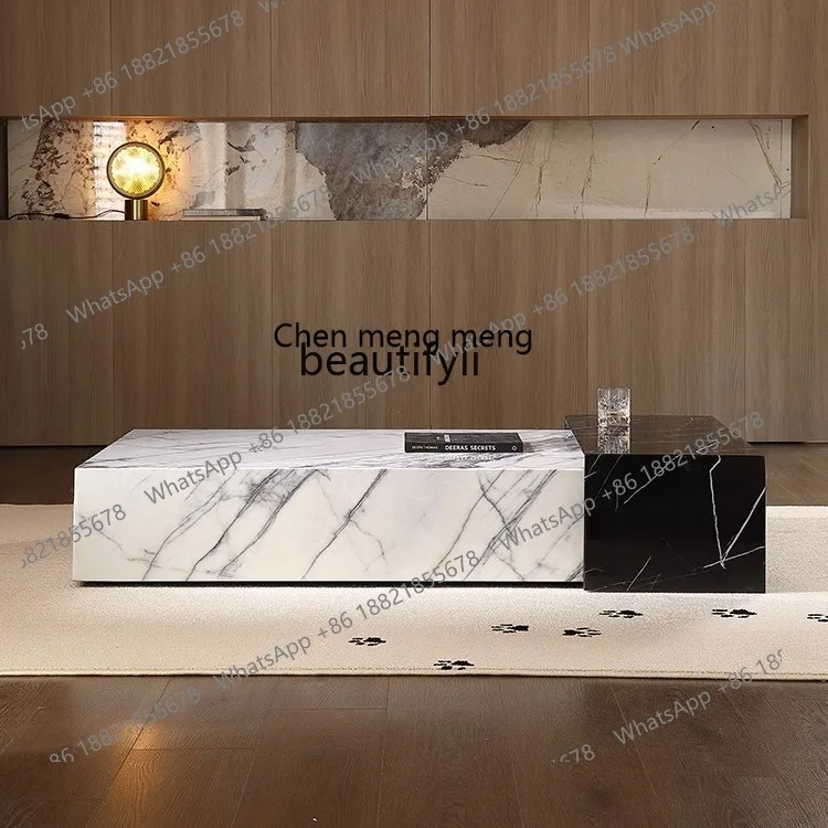 X Marble coffee table, minimalist living room, modern minimalism for home use, rectangular high-end low table