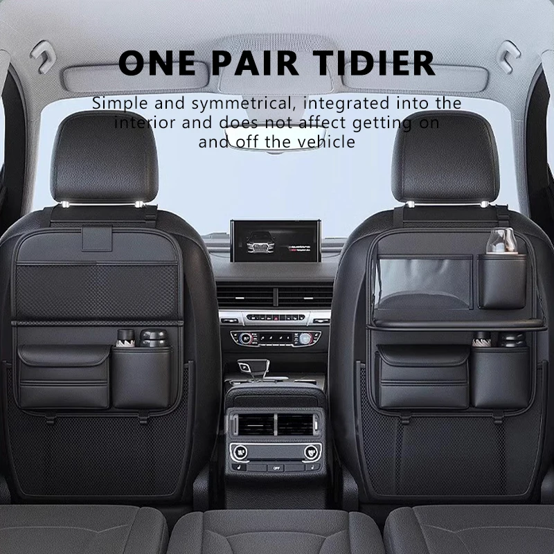 Car Seat Back Storage Bag Foldable Table for Kids Dinning Watching Movie Foods Drink Holder Auto Backseat Organizer Accessories