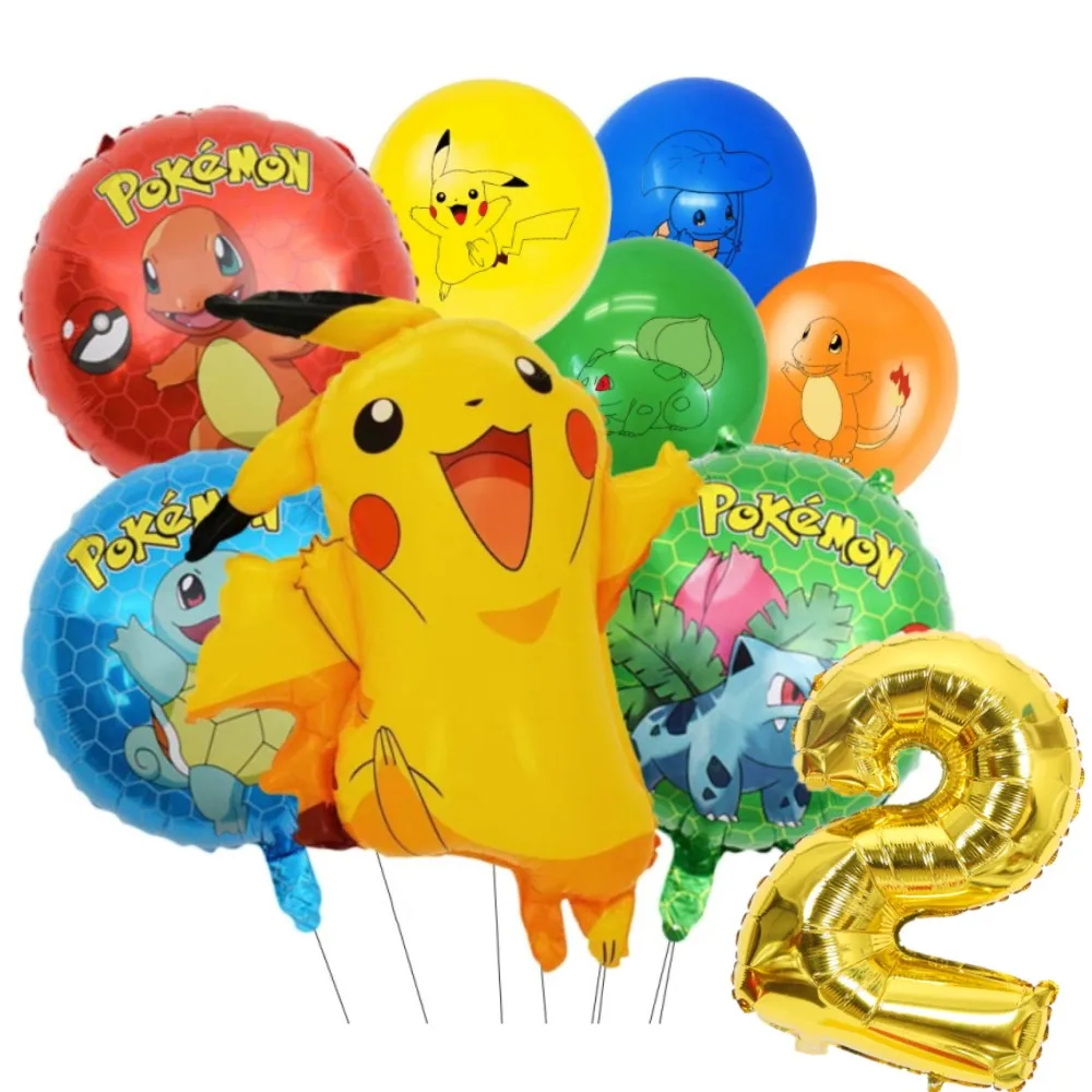 1Set Pokemon Balloon 32 Inch Number Foil Balloons 1st-9st Kids Pikachu Theme Birthday Party Decorations Baby Shower Globos Toy